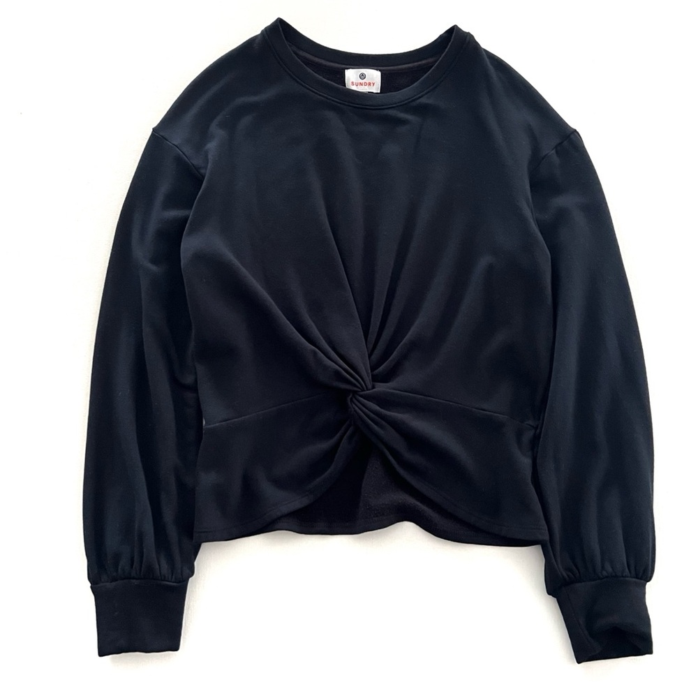 Sundry Twist-Front Sweatshirt in Black Size Small